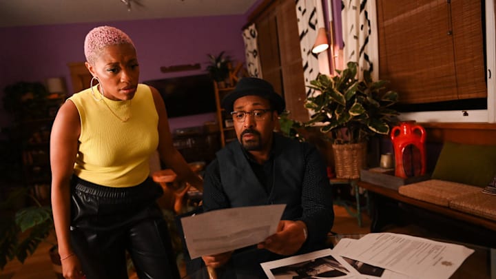 THE IRRATIONAL -- "Straight from the Heart" Episode 212 -- Pictured: (l-r) Travina Springer as Kylie , Jesse L. Martin as Alec Mercer -- (Photo by: Sergei Bachlakov/NBC)