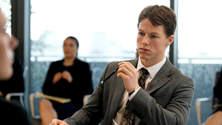 THE RAINMAKER -- Episode 101 -- Pictured: Milo Callaghan as Rudy Baylor -- (Photo by: Christopher Barr/USA Network)
