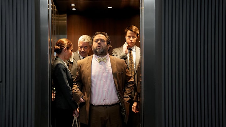 THE RAINMAKER -- Episode 104 -- Pictured: (l-r) Dan Fogler as Melvin Pritcher, Milo Callaghan as Rudy Baylor -- (Photo by: Christopher Barr/USA Network)