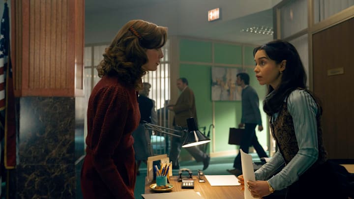 PONIES -- Backstreets Episode 103  Pictured: (l-r) Vic Michelis as Cheryl, Emilia Clarke as Bea -- (Photo by: Katalin Vermes/PEACOCK)