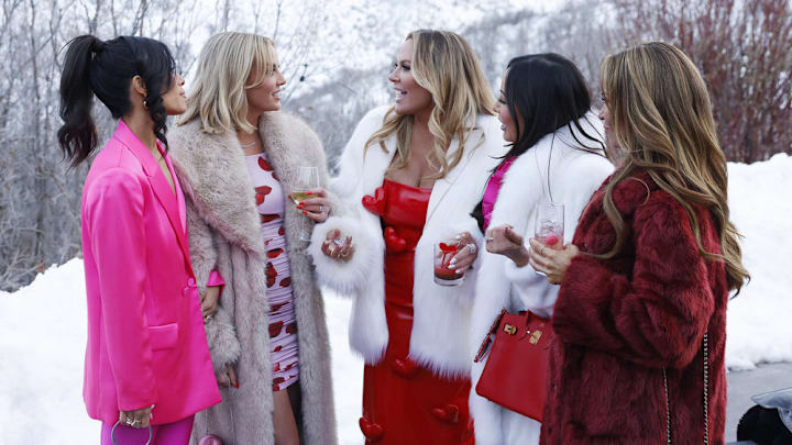 THE REAL HOUSEWIVES OF SALT LAKE CITY -- Pictured: (l-r) Meili Workman, Whitney Rose, Heather Gay, Angie Katsanevas, Britani Bateman -- (Photo by: Fred Hayes/Bravo)