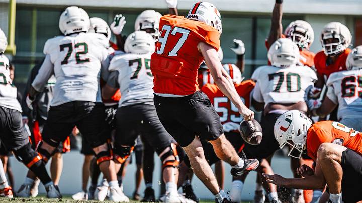 MIami Hurricanes Kicker during Fall Camp MIami Hurricanes Kicker during Fall Camp