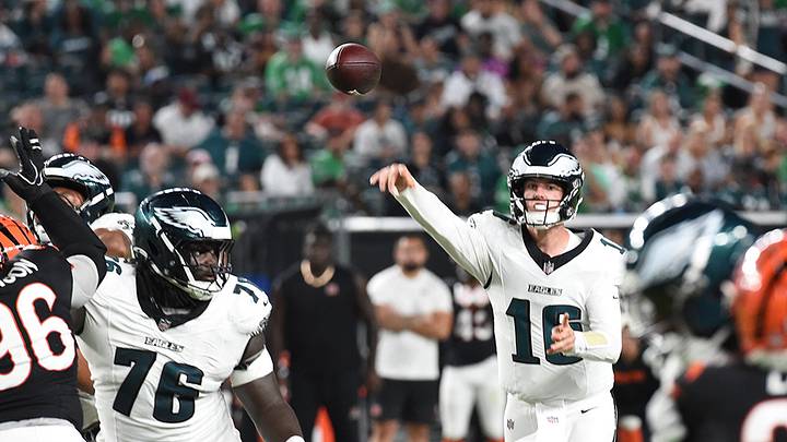 Eagles QB Tanner McKee remains on the Eagles' 53-man roster after the initial cuts.