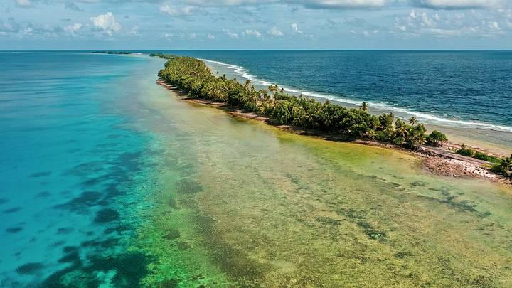 Island of Tuvalu in the Pacific Ocean Island of Tuvalu in the Pacific Ocean