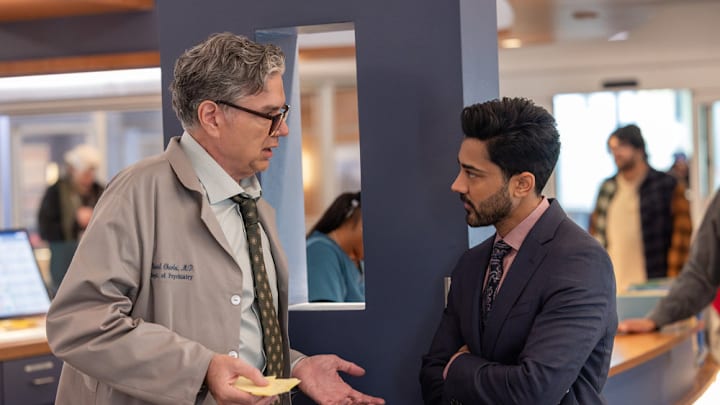 CHICAGO MED -- "Double Down" Episode 1107 -- Pictured: Oliver Platt as Dr. Daniel Charles, Manish Dayal as Dr. Theo Rabari