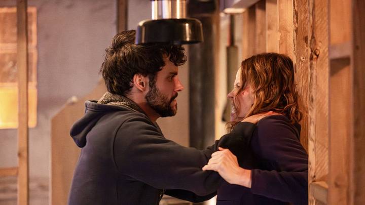 CHICAGO MED -- "Triple Threat" Episode 1108 -- Pictured: (l-r) Jack Falahee as Devin Carter, Sarah Ramos as Dr. Caitlin Lenox