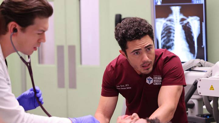CHICAGO MED -- "Third Rails" Episode 1202 -- Pictured: Darren Barnett as Dr. John Frost 