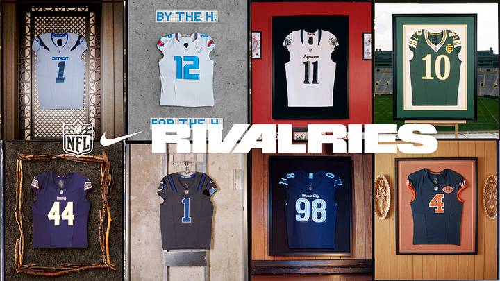 Nike's 2026 Rivalries Jerseys for AFC South and NFC North teams.