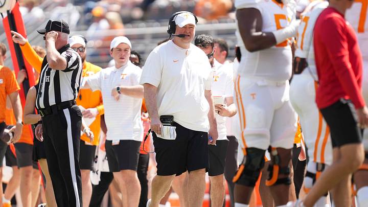 Tennessee head coach Josh Heupel during the Orange and White game at Neyland Stadium in Knoxville, Tennessee, April 11, 2026.
