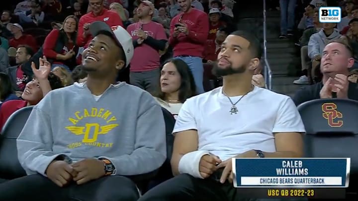 Caleb Williams at USC basketball game vs. Wisconsin.