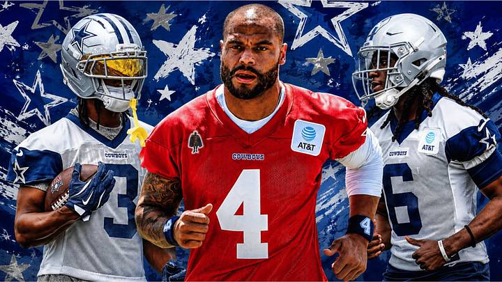 George Pickens (left), Dak Prescott (center), and Camden Brown (right) George Pickens (left), Dak Prescott (center), and Camden Brown (right)