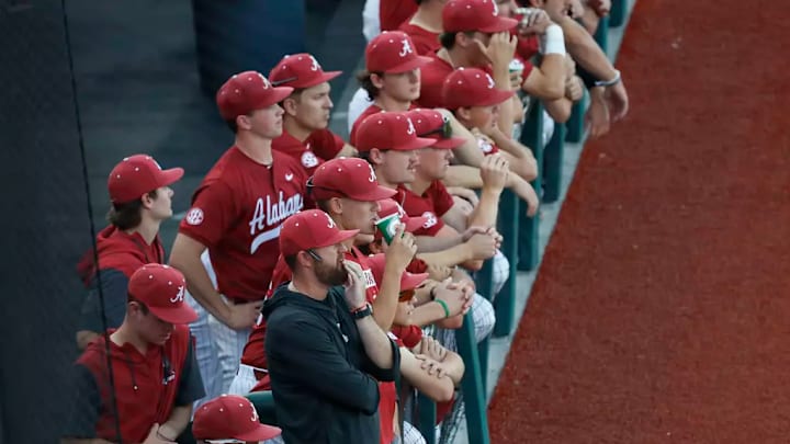 The Alabama dugout in a game at Florida.