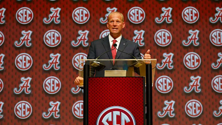Kalen DeBoer at SEC Media Days. Kalen DeBoer at SEC Media Days.