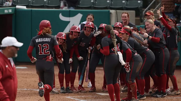 Alabama Softball Player Audrey Vandagriff (12) in action against Liberty at Rhoads Stadium in Tuscaloosa, AL on Saturday, Feb 14, 2026.