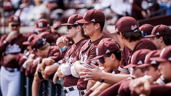 Mississippi State Catcher Jackson Owen (#23) during the game between the Louisiana Tech Bulldogs and the Mississippi State Bulldogs at Dudy Noble Field at Polk-Dement Stadium in Starkville, MS