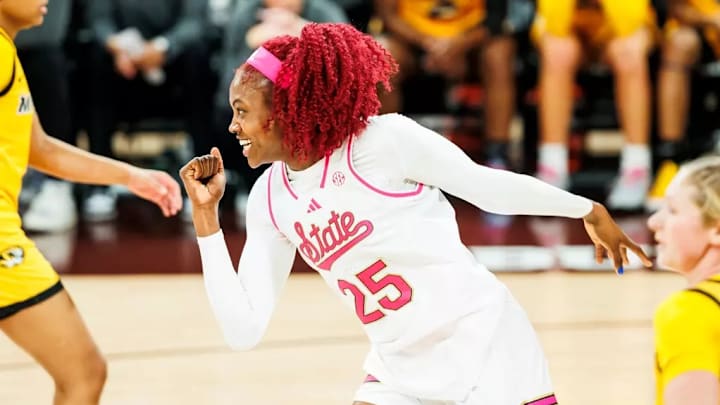 Mississippi State Forward Favour Nwaedozi (#25) during the game between the Missouri Tigers and the Mississippi State Bulldogs at Humphrey Coliseum in Starkville, MS.