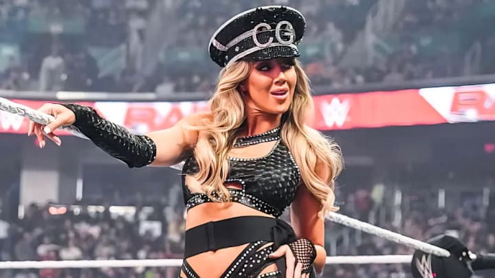 Chelsea Green enters the ring at a WWE Raw event