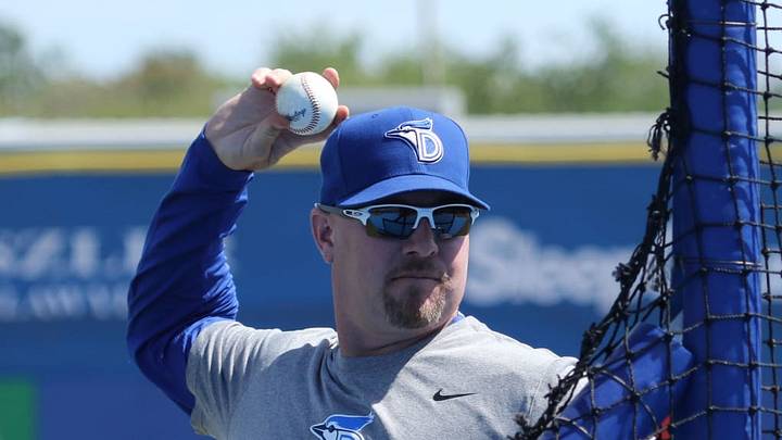 Former Dunedin Blue Jays hitting coach Corey Hart throws batting practice Former Dunedin Blue Jays hitting coach Corey Hart throws batting practice