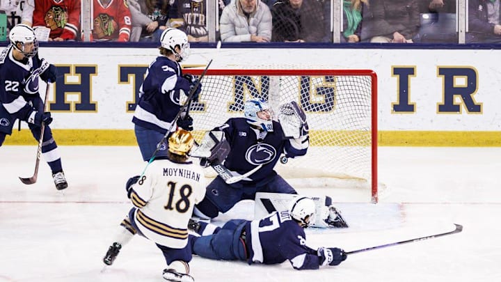 Former Penn State goalkeeper Liam Souliere, pictured with the Nittany Lions in 2024, returns to Pegula Ice Arena with the Minnesota Golden Gophers this weekend.