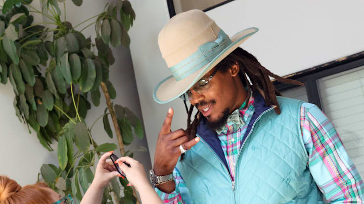 LOS ANGELES, CALIFORNIA - JUNE 29: Cam Newton attends the BET Awards Media House on June 29, 2024 in Los Angeles, California.