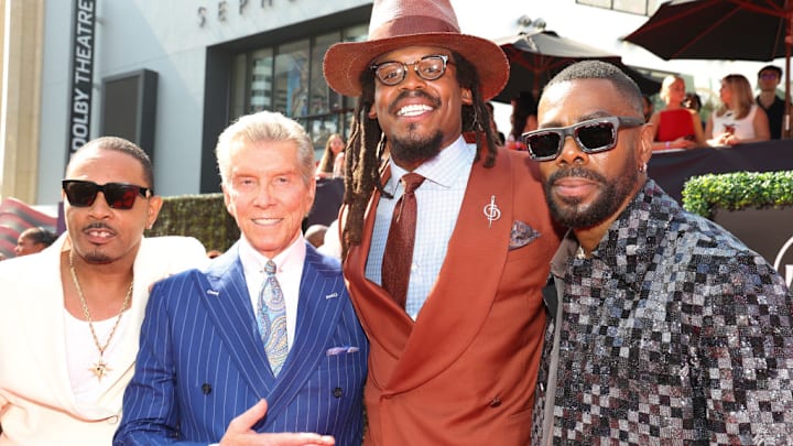 HOLLYWOOD, CALIFORNIA - JULY 11: (L-R) Clarence Maclin, Michael Buffer, Cam Newton and Colman Domingo attend the 2024 ESPY Awards at Dolby Theatre on July 11, 2024 in Hollywood, California. HOLLYWOOD, CALIFORNIA - JULY 11: (L-R) Clarence Maclin, Michael Buffer, Cam Newton and Colman Domingo attend the 2024 ESPY Awards at Dolby Theatre on July 11, 2024 in Hollywood, California.