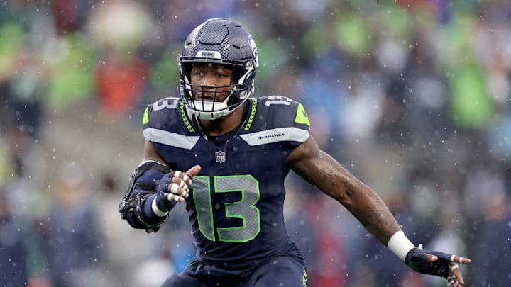 SEATTLE, WASHINGTON - OCTOBER 27: Ernest Jones IV #13 of the Seattle Seahawks in action against the Buffalo Bills at Lumen Field on October 27, 2024 in Seattle, Washington. SEATTLE, WASHINGTON - OCTOBER 27: Ernest Jones IV #13 of the Seattle Seahawks in action against the Buffalo Bills at Lumen Field on October 27, 2024 in Seattle, Washington.