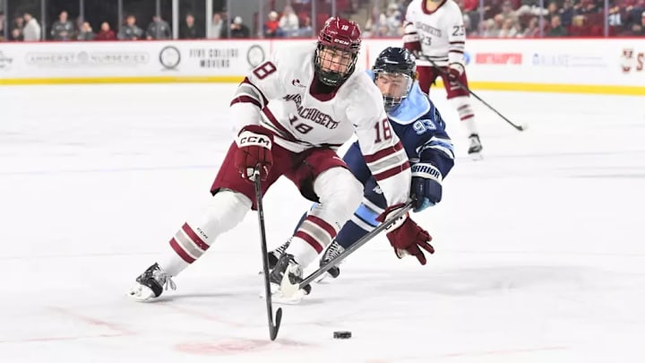 Massachusetts defenseman Larry Keenan was one of the final players named to the 2025 U.S. Collegiate Selects hockey team, 