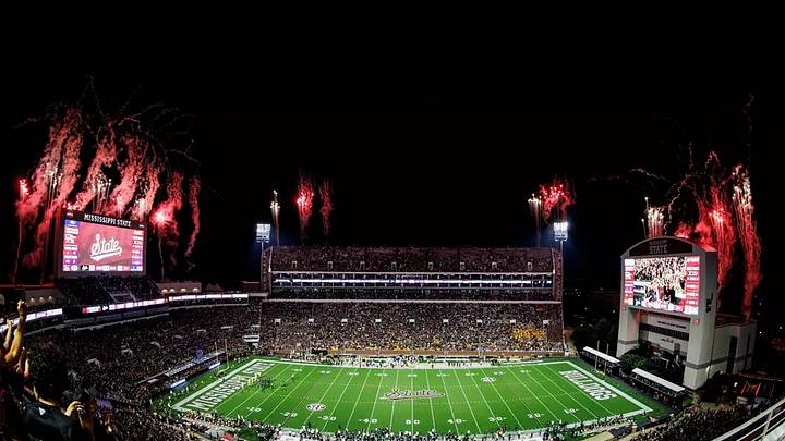 Mississippi State Fans during the game between the Arizona State Sun Devils and the Mississippi State Bulldogs at Davis Wade Stadium at Scott Field in Starkville, MS.