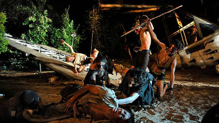 Photo from a performance of "Lord of the Flies" directed by Timothy Sheader at the Open Air Theatre Regent's Park in London