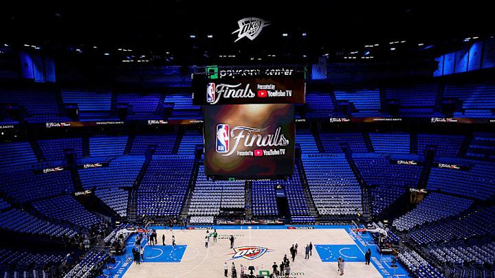NBA Finals court in OKC, Oklahoma on June 16, 2025. NBA Finals court in OKC, Oklahoma on June 16, 2025.