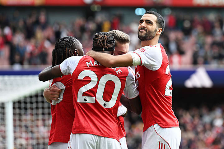 阿森纳球员庆祝对阵诺丁汉森林的进球 阿森纳球员庆祝对阵诺丁汉森林的进球