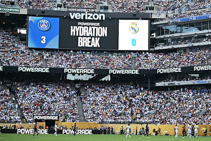 Club World Cup fixture featuring Real Madrid versus Paris Saint-Germain.
