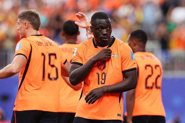 Brian Brobbey celebrates for the Netherlands Brian Brobbey celebrates for the Netherlands