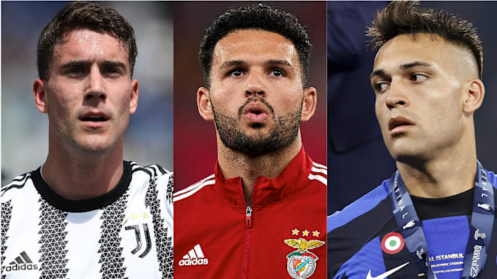 Dusan Vlahovic, Goncalo Ramos and Lautaro Martinez Dusan Vlahovic, Goncalo Ramos and Lautaro Martinez