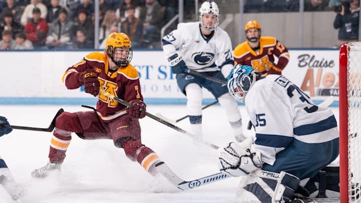 A play at the net from Minnesota's 5-2 loss at Penn State on Saturday.