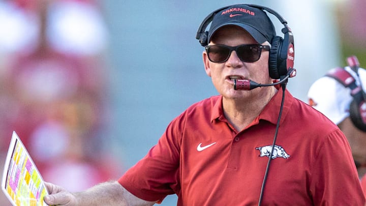 Arkansas Razorbacks coach Bobby Petrino on the sidelines during game with the UAB Blazers at Razorback Stadium in Fayetteville, Ark.