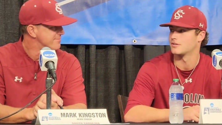 South Carolina coach Mark Kingston, pitcher James Hicks