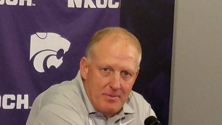 Kansas State football coach Chris Klieman meets with reporters for his weekly news conference on Oct. 24, 2023, to preview the upcoming game against Houston. Kansas State football coach Chris Klieman meets with reporters for his weekly news conference on Oct. 24, 2023, to preview the upcoming game against Houston.