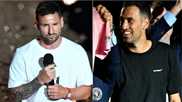 Lionel Messi and Sergio Busquets are their Inter Miami unveiling Lionel Messi and Sergio Busquets are their Inter Miami unveiling