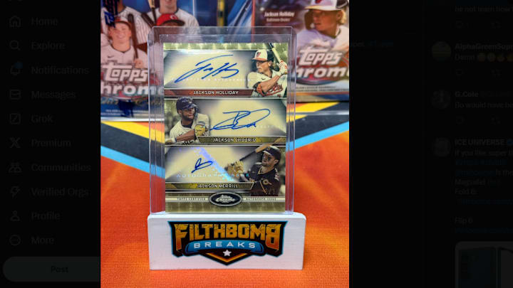2024 Topps Chrome Triple Autograph - Jackson Holliday, Jackson Chourio, and Jackson Merrill 