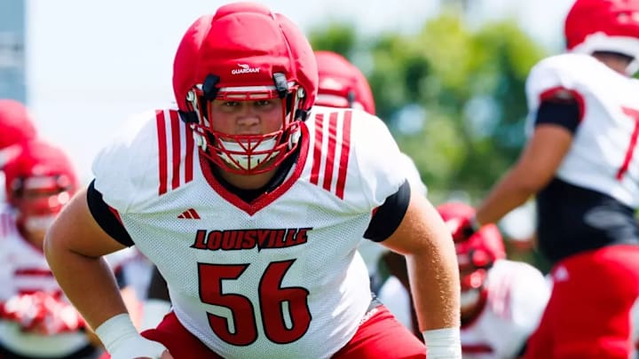 Louisville offensive lineman Carter Guillaume (56)
