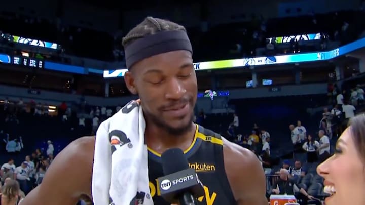 Jimmy Butler and the Warriors took Game 1 against the Timberwolves despite losing Stephen Curry to a hamstring injury. Jimmy Butler and the Warriors took Game 1 against the Timberwolves despite losing Stephen Curry to a hamstring injury.