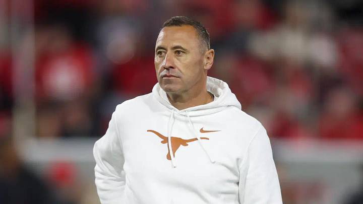 Nov 15, 2025; Athens, Georgia, USA; Texas Longhorns head coach Steve Sarkisian looks on prior to a game against the Georgia Bulldogs at Sanford Stadium. Nov 15, 2025; Athens, Georgia, USA; Texas Longhorns head coach Steve Sarkisian looks on prior to a game against the Georgia Bulldogs at Sanford Stadium.