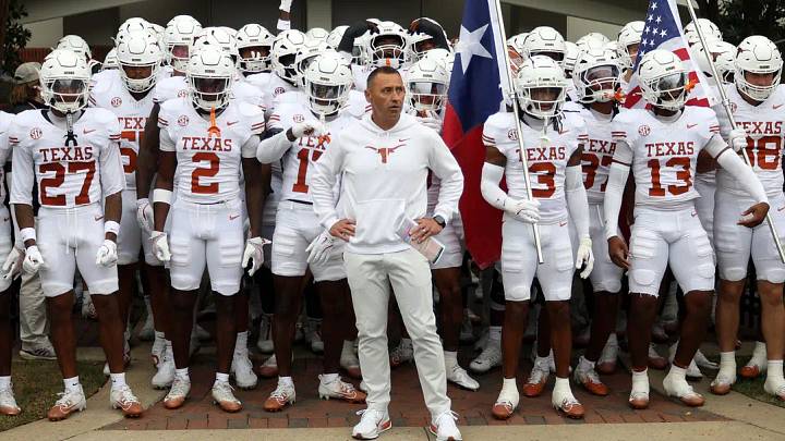 Texas Longhorns head coach Steve Sarkisian waits to lead his team onto the field. Texas Longhorns head coach Steve Sarkisian waits to lead his team onto the field.