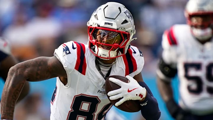 New England Patriots wide receiver Kendrick Bourne (84) runs the ball against the Tennessee Titans during the fourth quarter at Nissan Stadium in Nashville, Tenn., Sunday, Nov. 3, 2024. / Andrew Nelles / The Tennessean / USA TODAY NETWORK via Imagn Images New England Patriots wide receiver Kendrick Bourne (84) runs the ball against the Tennessee Titans during the fourth quarter at Nissan Stadium in Nashville, Tenn., Sunday, Nov. 3, 2024. / Andrew Nelles / The Tennessean / USA TODAY NETWORK via Imagn Images