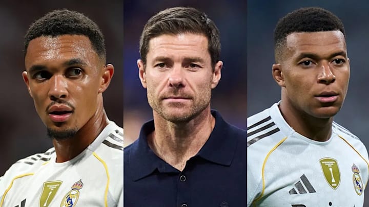 El Real Madrid tiene en mente ganar títulos con su nuevo entrenador Xabi Alonso (centro). El Real Madrid tiene en mente ganar títulos con su nuevo entrenador Xabi Alonso (centro).
