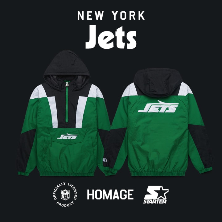 Embrace Nostalgia with Starter's Retro New York Jets Pullover Jacket