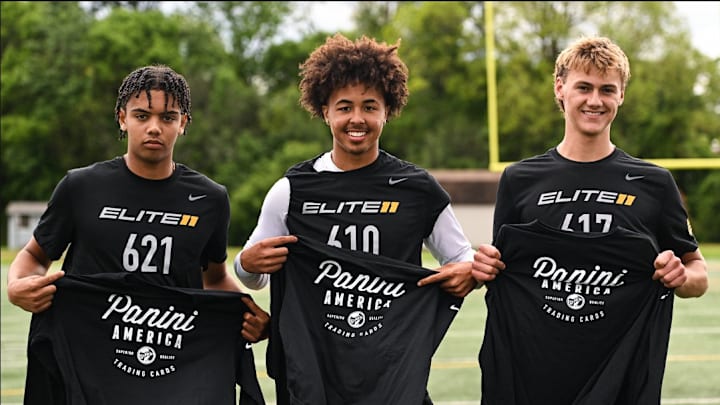 Nebraska Football commit Trae Taylor (left) after competing at Elite 11 in State College