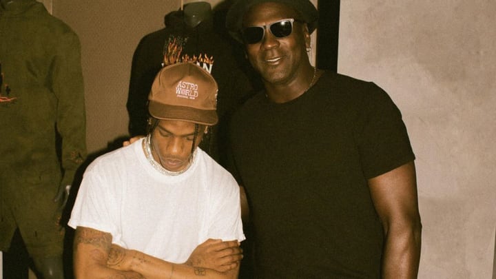 Michael Jordan wore Travis Scott's sneakers. Michael Jordan wore Travis Scott's sneakers.