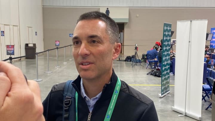 Las Vegas Raiders GM Tom Telesco from the NFL Scouting Combine Las Vegas Raiders GM Tom Telesco from the NFL Scouting Combine
